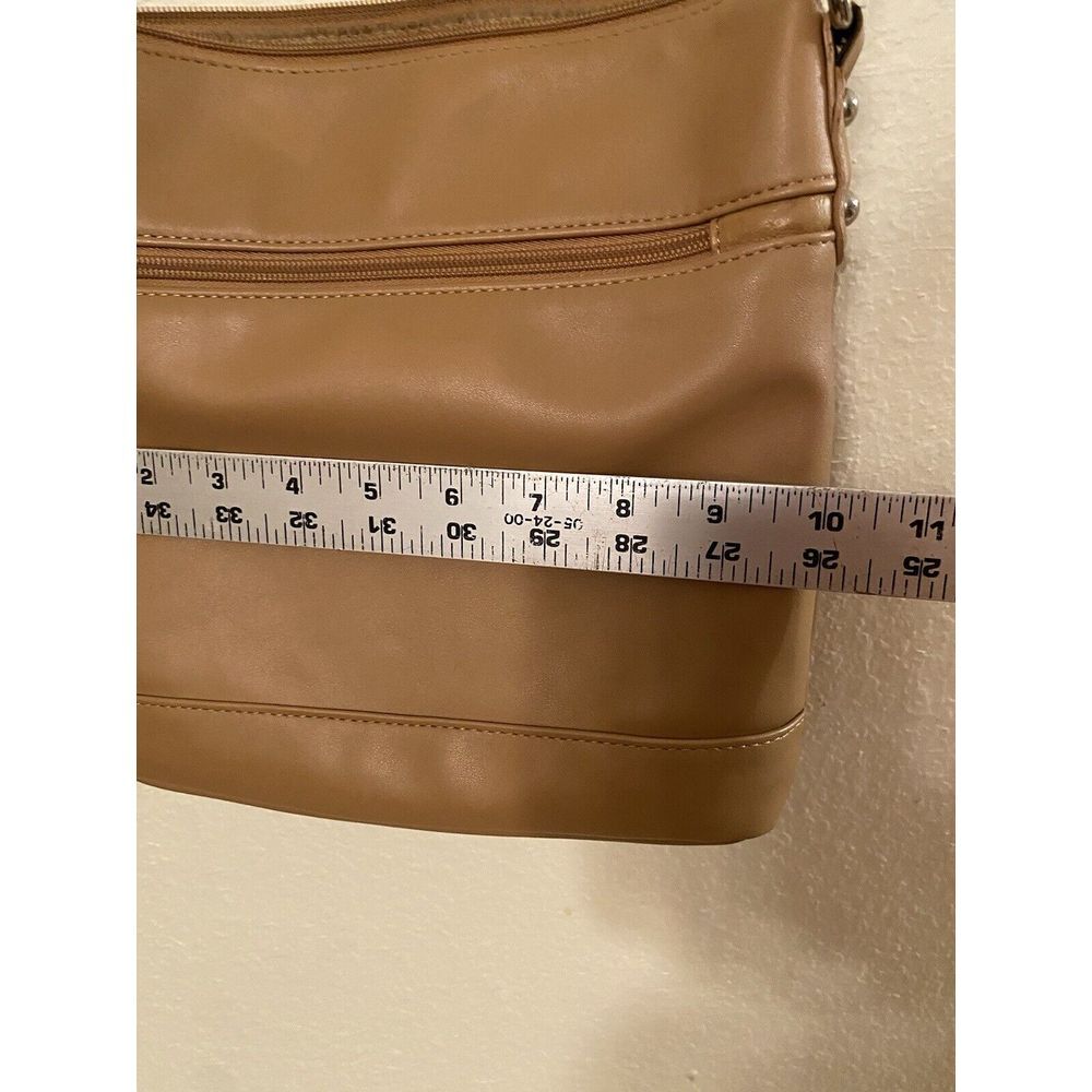 GIANI BERNINI Nappa Venice leather crossbody organizer Purse- Brown 10x10". - Picture 8 of 13